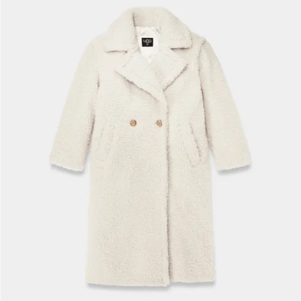 UGG Cream Faux Shearling Long Trench Coat